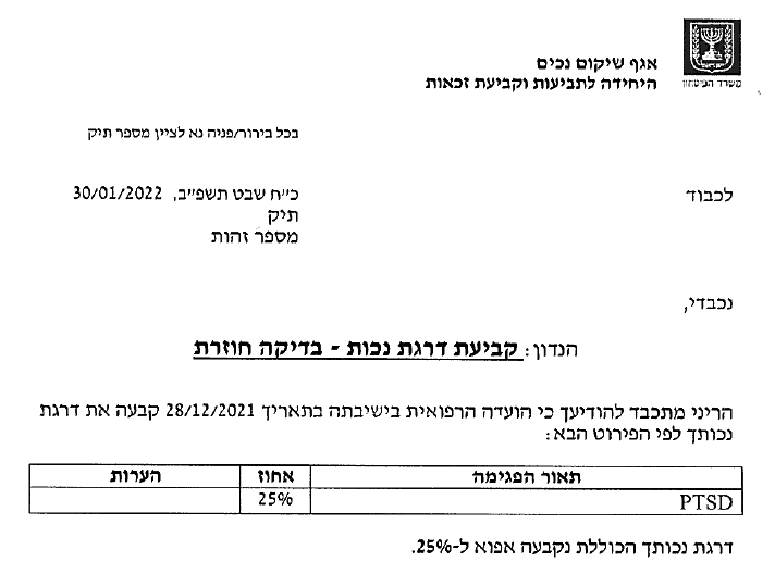 25% על פוסט טראומה